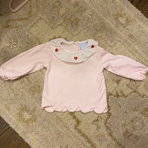 Adorable light pink knit shirt with ruffle collar  24 months